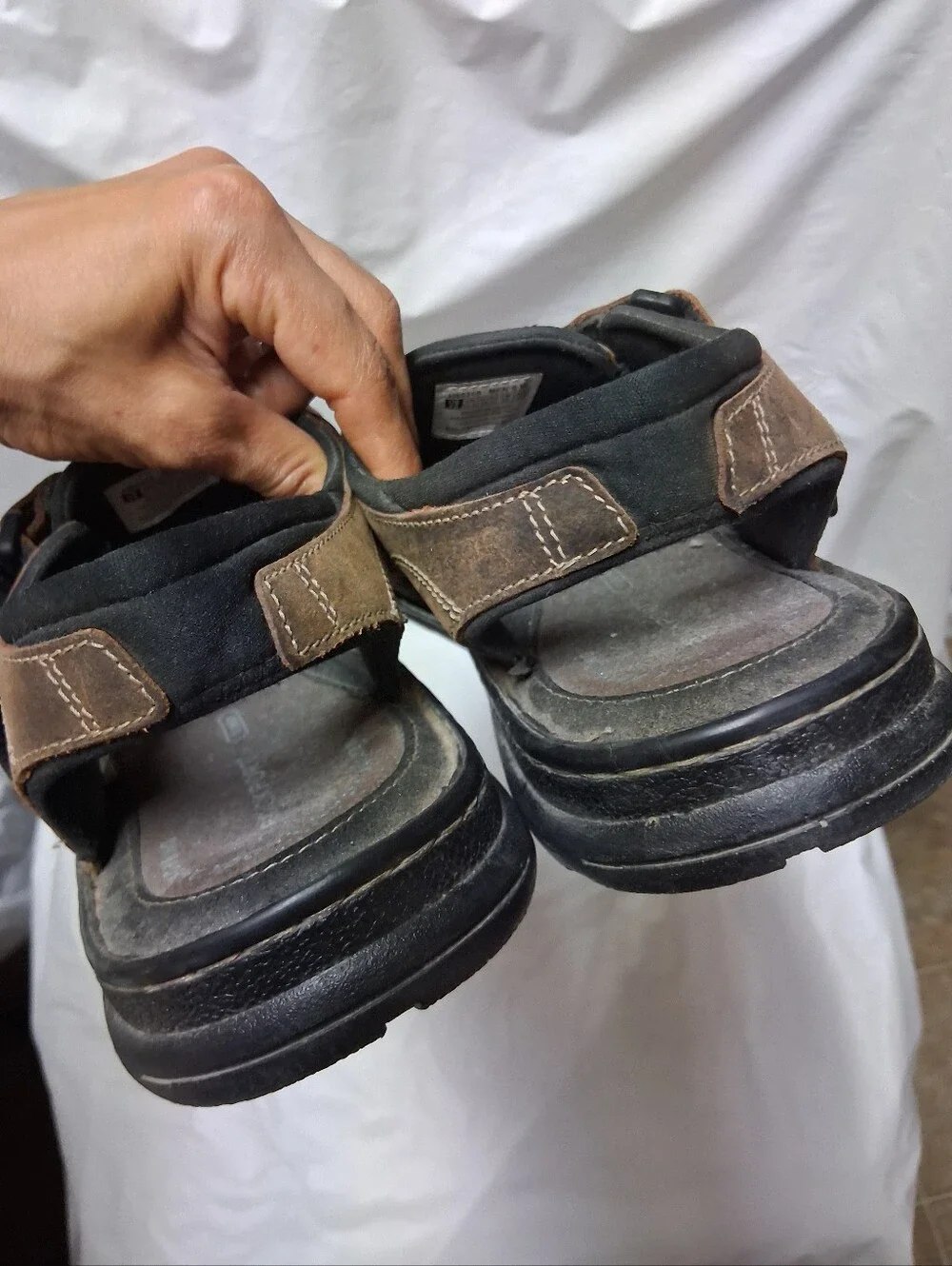 Rockport Brown Leather Fisherman-Style Men's Sandals Size 12 Preowned